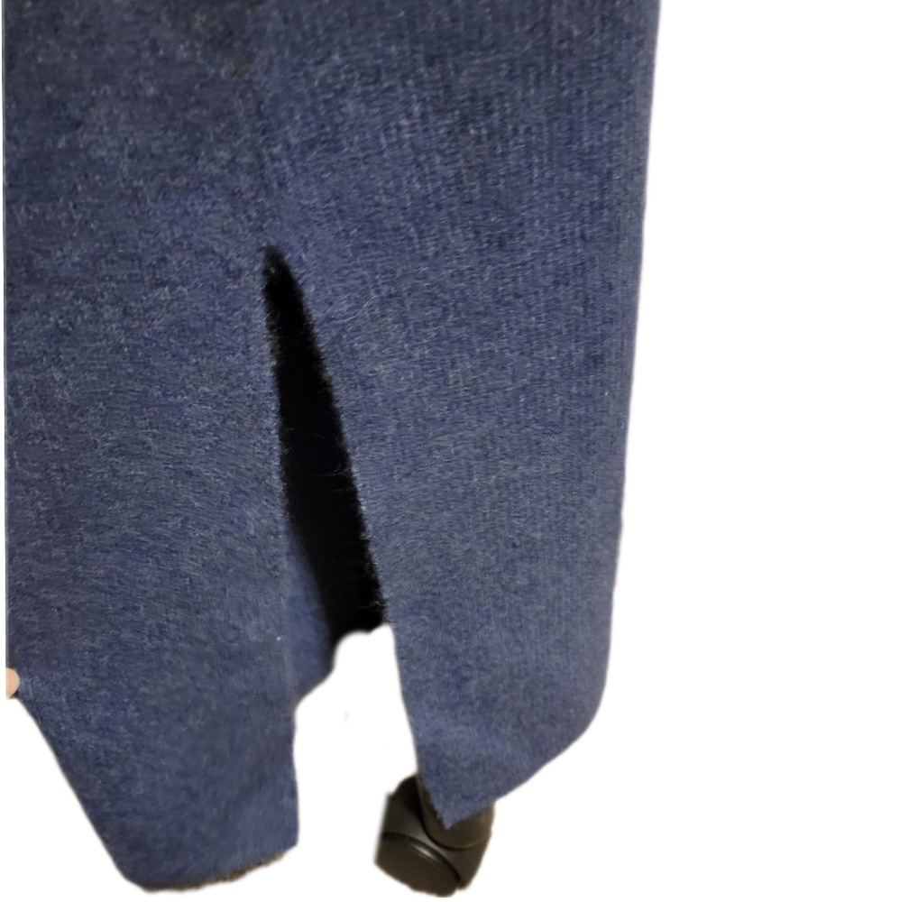 Calme By Johnny Was Wide Leg Trousers Knit Split Hem Pant Sweatpant Navy Blue - Picture 6 of 12